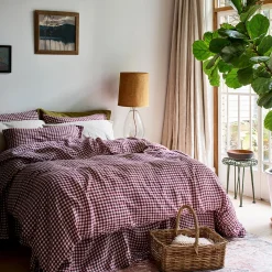 Best Linen Blend Duvet Cover Gingham Bedding|Linen Bedding