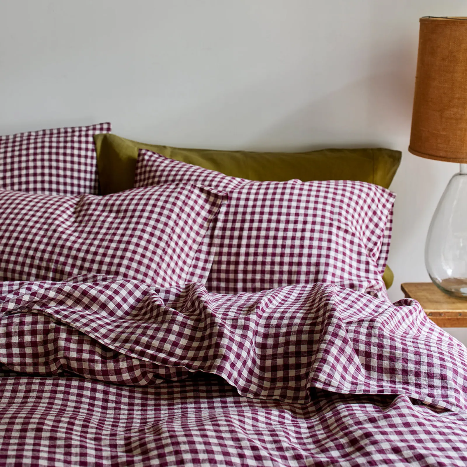 Linen Blend Pillowcase (Pair) Gingham Bedding|Linen Bedding
