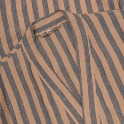 Blue & Porcini Striped Linen Robe Women Linen Pajamas|Linen Pajamas