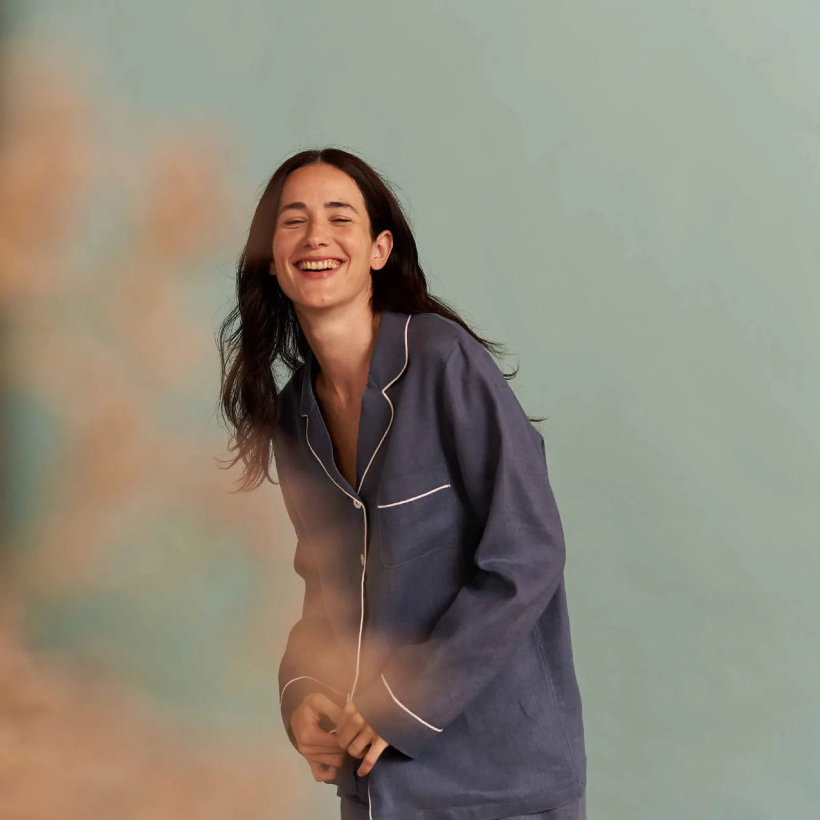 Hot Linen Pajama Shirt (Top Only) Women Linen Pajamas