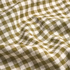 100% Linen Fitted Sheet Gingham Bedding|Linen Bedding