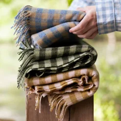 Best Botanical Green Gingham Wool Blanket Blankets & Throws|Blankets & Throws