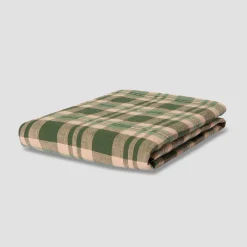 Fern Green Dallington Plaid 100% Linen Tablecloth Table Linens