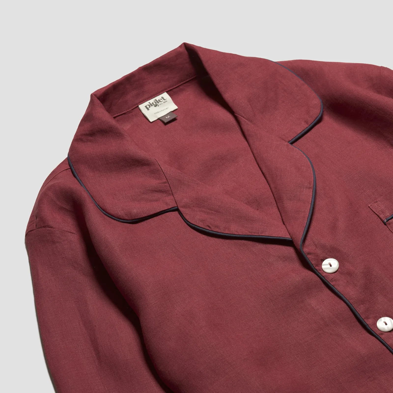 Men's Cherry Linen Pajama Shirt Linen Pajamas