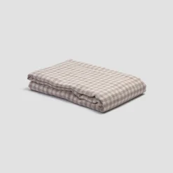 New 100% Linen Flat Sheet Gingham Bedding|Linen Bedding