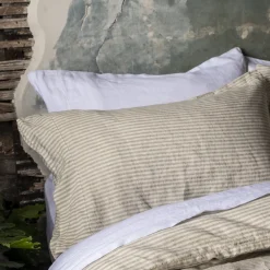 Discount 100% Linen Pillowcases (Pair) Striped Bedding|Linen Bedding