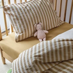 Sale Ochre Seersucker Kids Stripe Cotton Bedding Set Kids Striped Bedding|Kids Bedding