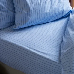 Online Pale Blue Favorite Shirt Stripe Cotton Fitted Sheet Striped Bedding|Fitted Sheets