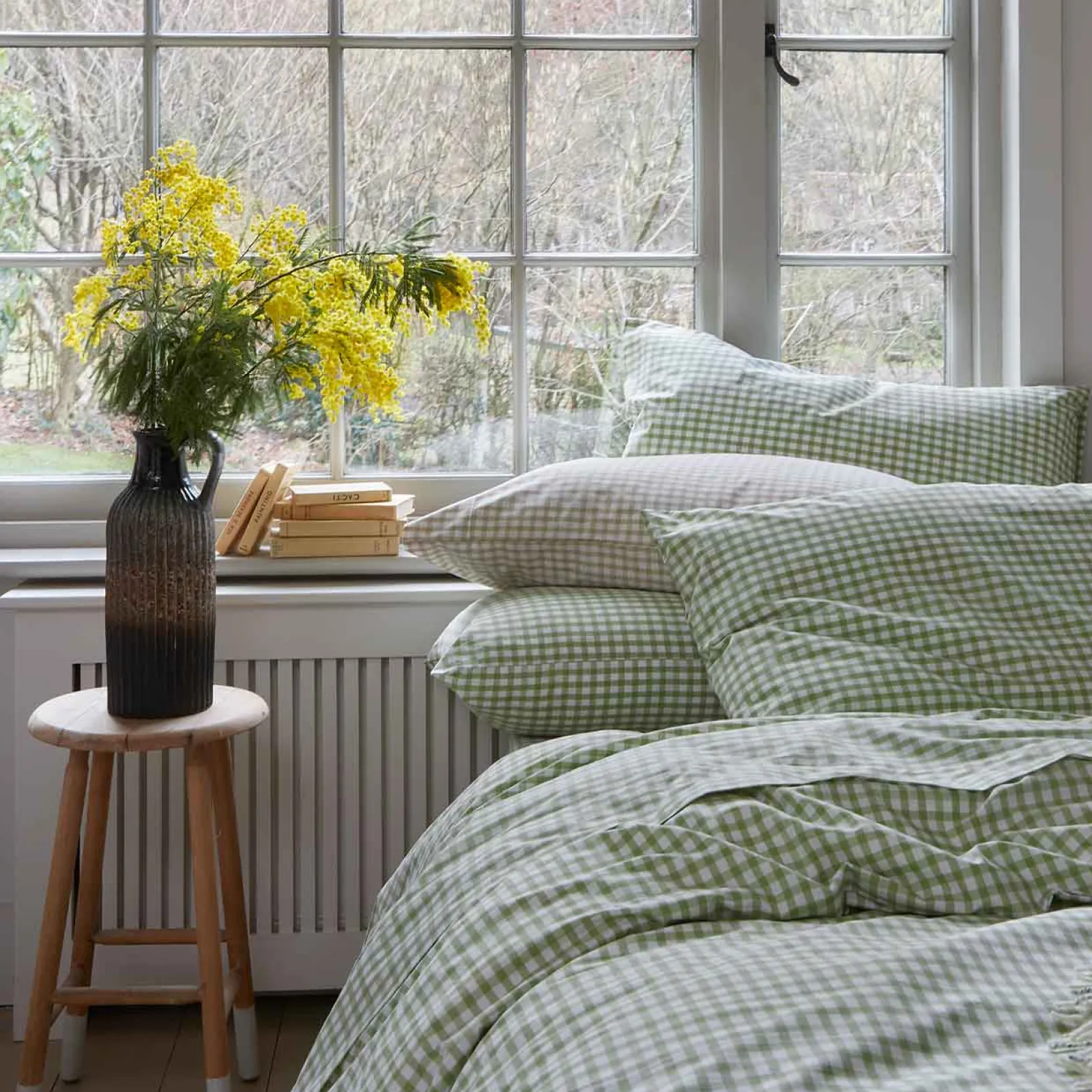 Outlet Cotton Pillowcase (Pair) Gingham Bedding|Pillowcases