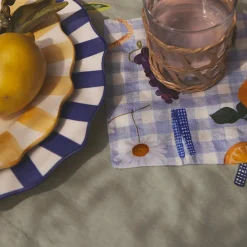 Discount Printed Linen Coasters Set of 4 Table Linens