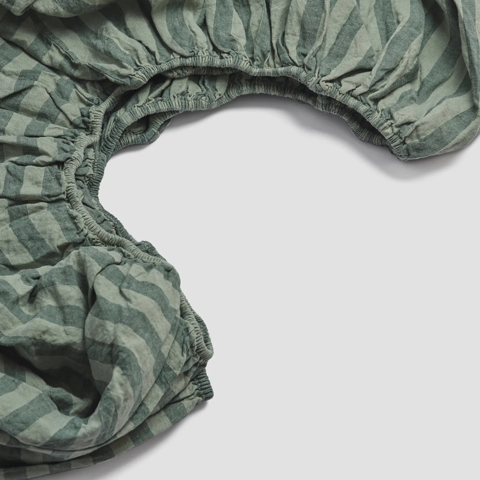 Best Pine Green Stripe 100% Linen Fitted Sheet Striped Bedding|Linen Bedding