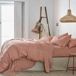 New Linen Blend Fitted Sheet Striped Bedding|Linen Bedding