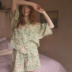 Hot Soft Sage Honeysuckle Linen Women’s Pajama Shorts Set Women Pajama Sets|Linen Pajamas
