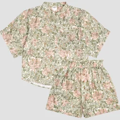 Hot Soft Sage Honeysuckle Linen Women’s Pajama Shorts Set Women Pajama Sets|Linen Pajamas
