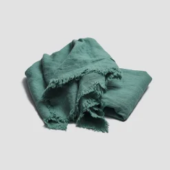 Tranquil Green Linen Crinkle Throw Blankets & Throws|Blankets & Throws