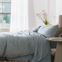 Discount 100% Linen Pillowcases (Pair) Gingham Bedding|Pillowcases