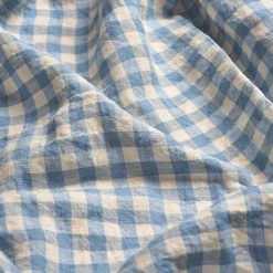 Clearance Linen Blend Fitted Sheet Gingham Bedding|Linen Bedding